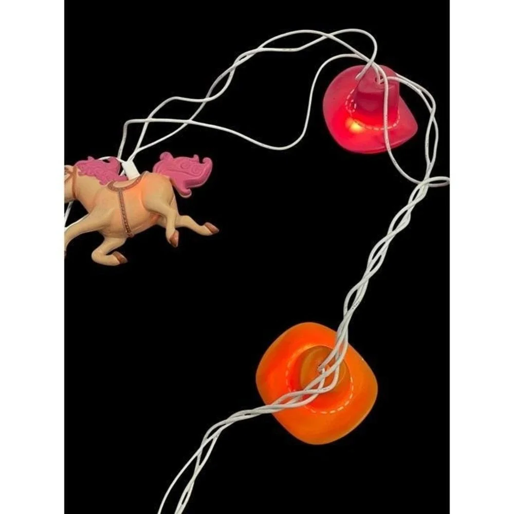 Horse-Themed String Lights With Pink & Orange Accents Vintage‎